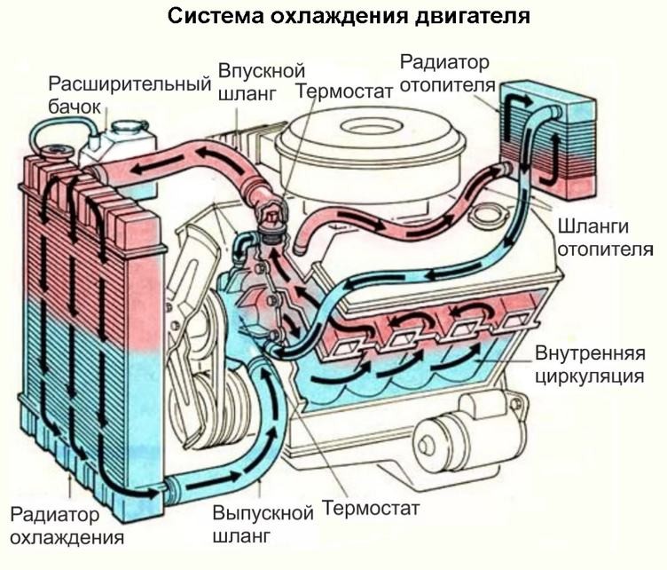 схема охлаждения двигателя